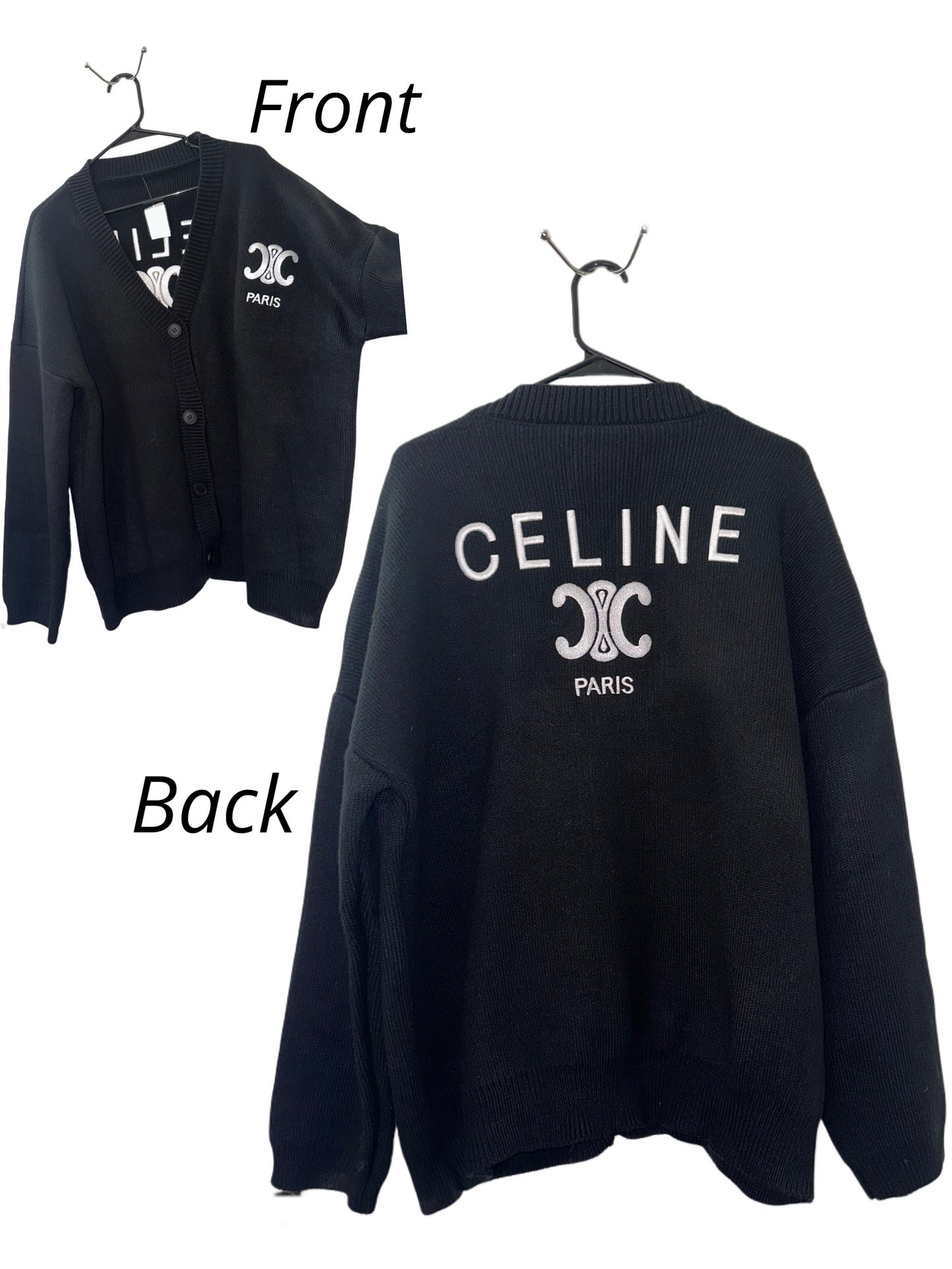 Authentic Celine Paris Black Knit Cardigan